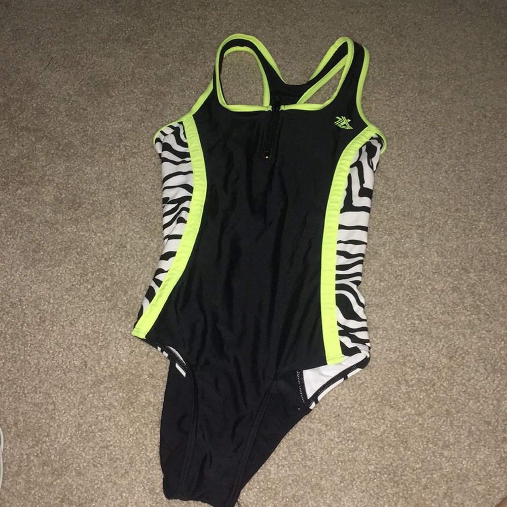 Zebra print one piece bathing suit